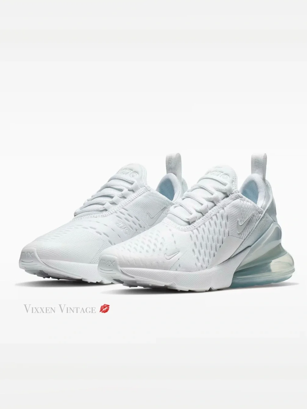 NIKE '943345-103 AIR MAX 270 BIG KIDS' SHOES' IN WHITE/METALLIC SILVER/WHITE